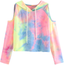 SweatyRocks Women's Cold Shoulder Tie Dye Pullover Hoodie Crop Top Sweatshirt