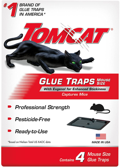 Tomcat 032310 Household Pests, Professional Strength Glue Size with Eugenol for Enhanced Stickiness, Captures Rat An, 4 PK