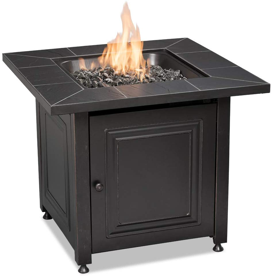 Endless Summer GAD15255SP 30-in Square Gas Pit with Ceramic Tile Mantel Fire Table, Black