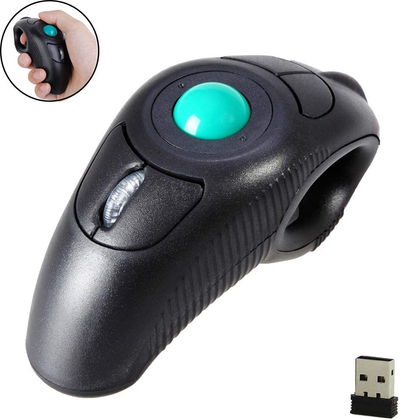 2.4G Ergonomic Trackball Handheld Finger USB Mouse Wireless Optical Travel DPI Mice for PC Laptop Mac Left and Right Handed