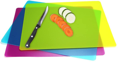 Flexible Plastic Cutting Board Mats set, Colorful Kitchen Cutting Board Set of 3 Colored Mats