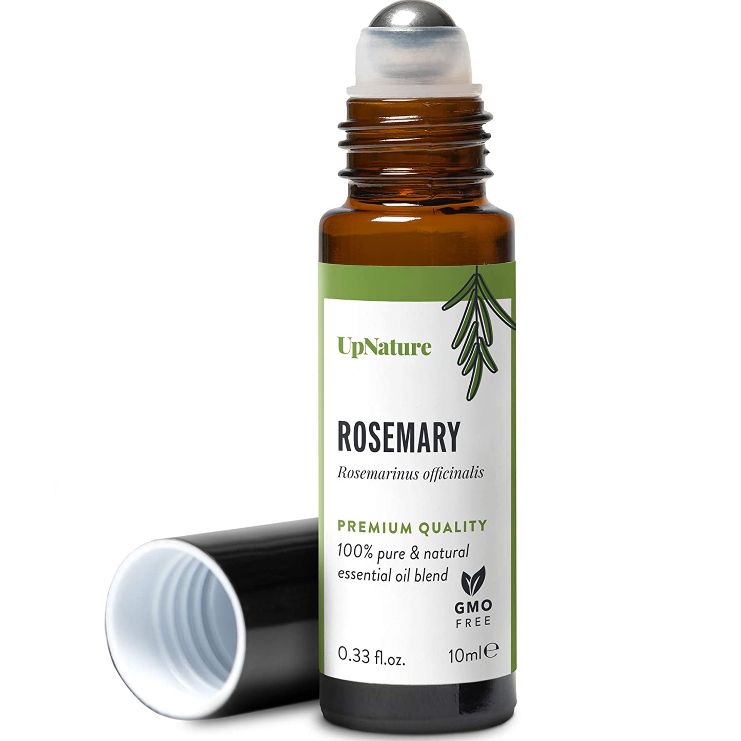 Rosemary Essential Oil Roll-On – Healthy Hair Growth, Improve Focus and Memory, Aromatherapy Therapeutic Grade, Pre-Diluted, Non-GMO, Easy Application, Leak Proof Metal Rollerball, No Diffuser Needed!