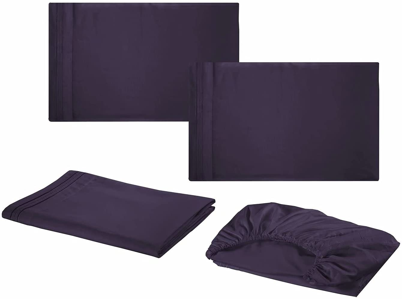 Bed Sheet Set 4 Piece Extra Soft Luxury Brushed Microfiber 1800 Thread Count with Deep Pockets