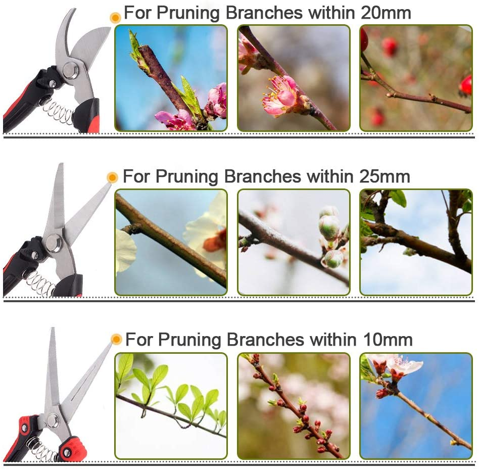 3 Pack Garden Pruning Shears, Stainless Steel Blades Gardening Hand Tools Garden Flower Clipper Pruner Set