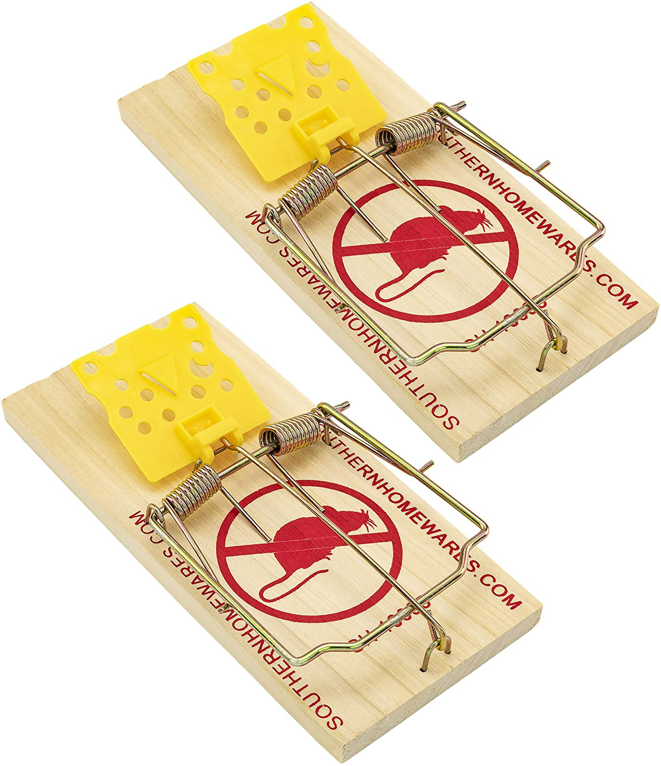 Southern Homewares Wooden Snap Rat Trap Spring Action with Expanded Cheese Shaped Trigger 2 Pack