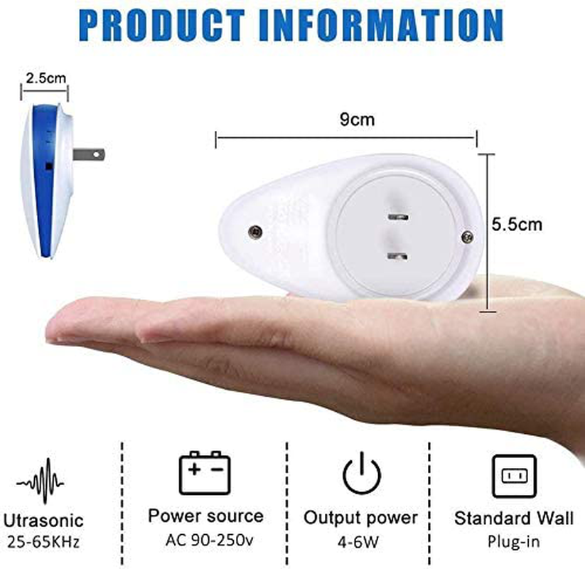 Tosreny Ultrasonic Pest Repeller, 6 Pack Electronic Bug Repellent Plug in Indoor, Repel Bugs Mice Roaches Ants Spiders Rats Bats Birds Flies Mosquitoes Fleas Rodents and Insects (White)