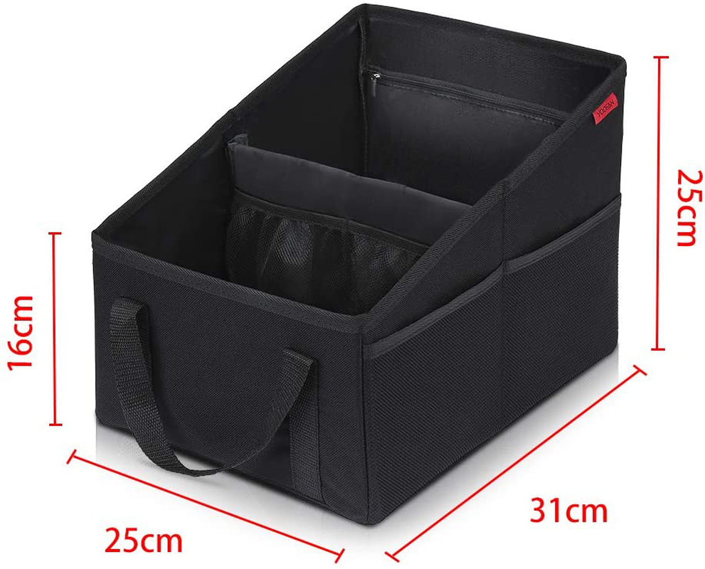 Car Seat Organizer - Passenger Seat Organizer, Collapsible Small Car Seat Storage Organizer for Console Front or Back, Automotive Backseat Organizer with Belt 4 Cup Holders for Kids Accessories Drinks