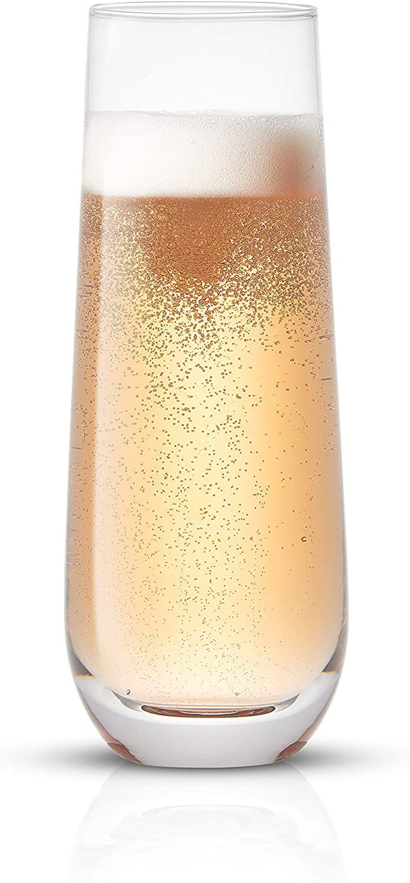 Joyjolt Milo Stemless Champagne Flutes Set of 8 Crystal Glasses. 9.4Oz Champagne Glasses. Prosecco Wine Flute, Mimosa Glasses Set, Cocktail Glass Set, Water Glasses, Highball Glass, Bar Glassware