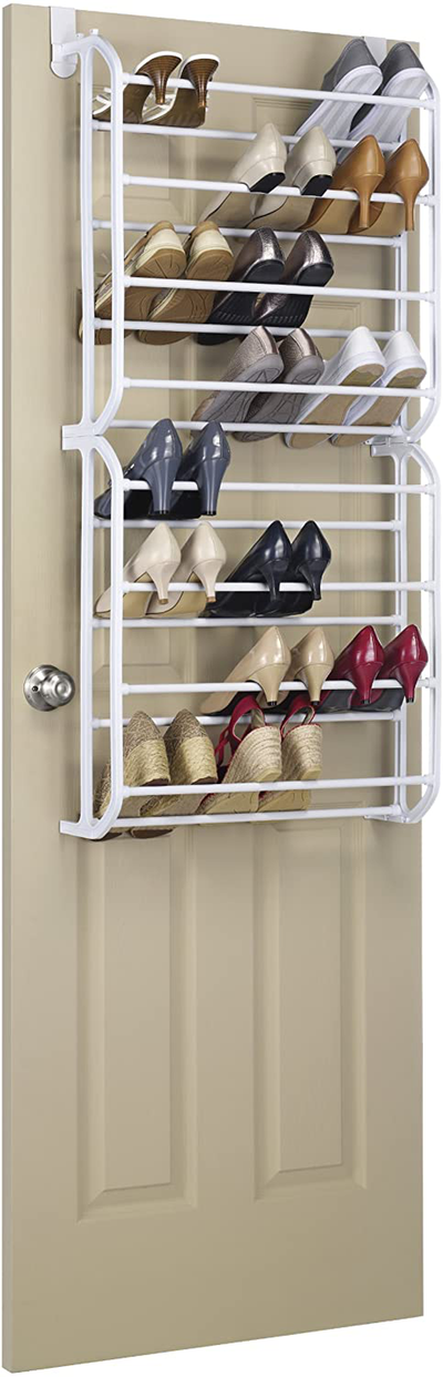 Whitmor 24 Pair Over The Door Shoe Rack-White