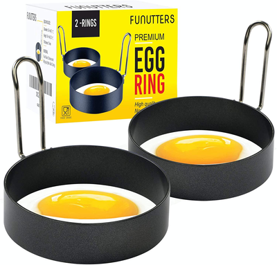Egg Rings, 3.5 Inch Size, Set of 2, Ring Molds for Cooking, Food Grade Stainless Steel Egg Mold, for Breakfast, Mini Pancakes, and Fried Eggs