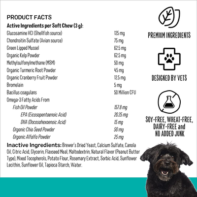 SMARTYPAWS Dog Vitamin and Supplement: Glucosamine, Probiotics for Gut Health & Immune Support Omega 3 Fish Oil, Chondroitin, MSM
