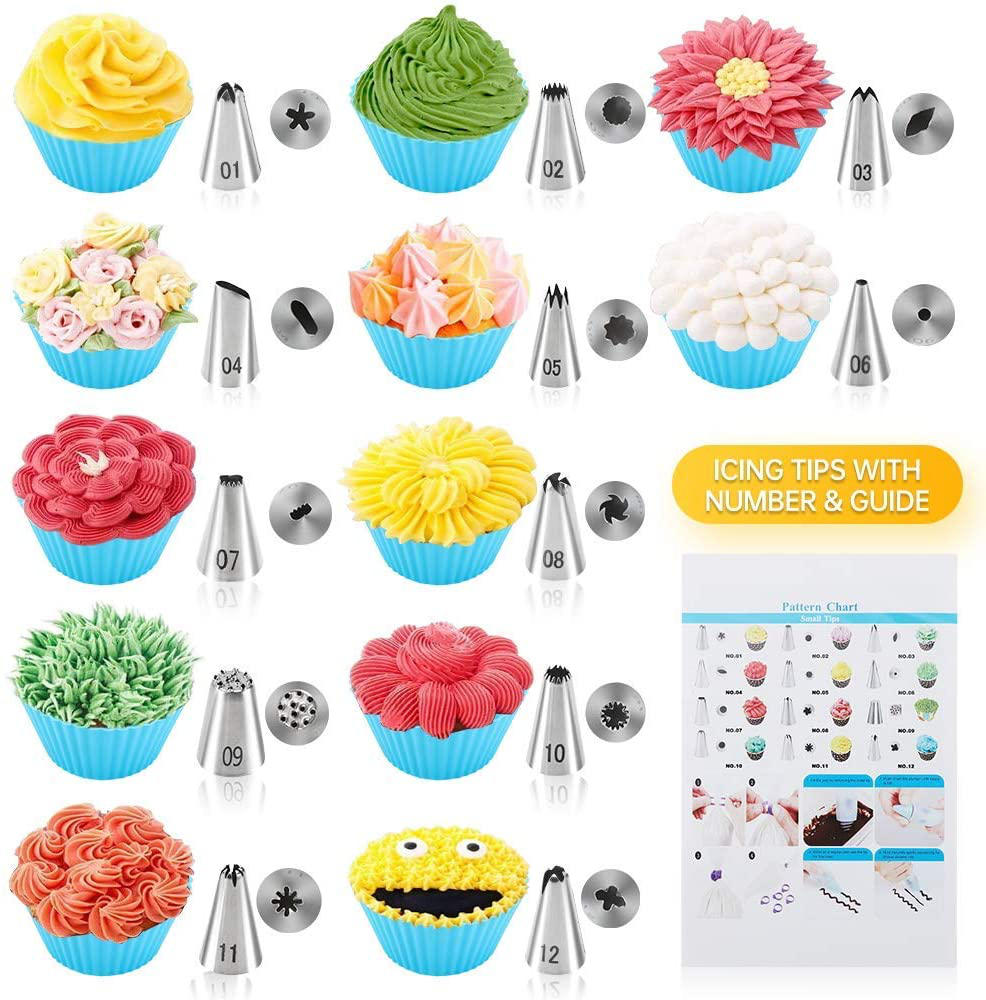 Docgrit Cake Decorating Kit- 85Pcs Cake Decoration Tools with a Non Slip Base Cake Turntable, 12 Numbered Cake Icing Tips & Guide and Other Cake Decorating Kit for Beginner