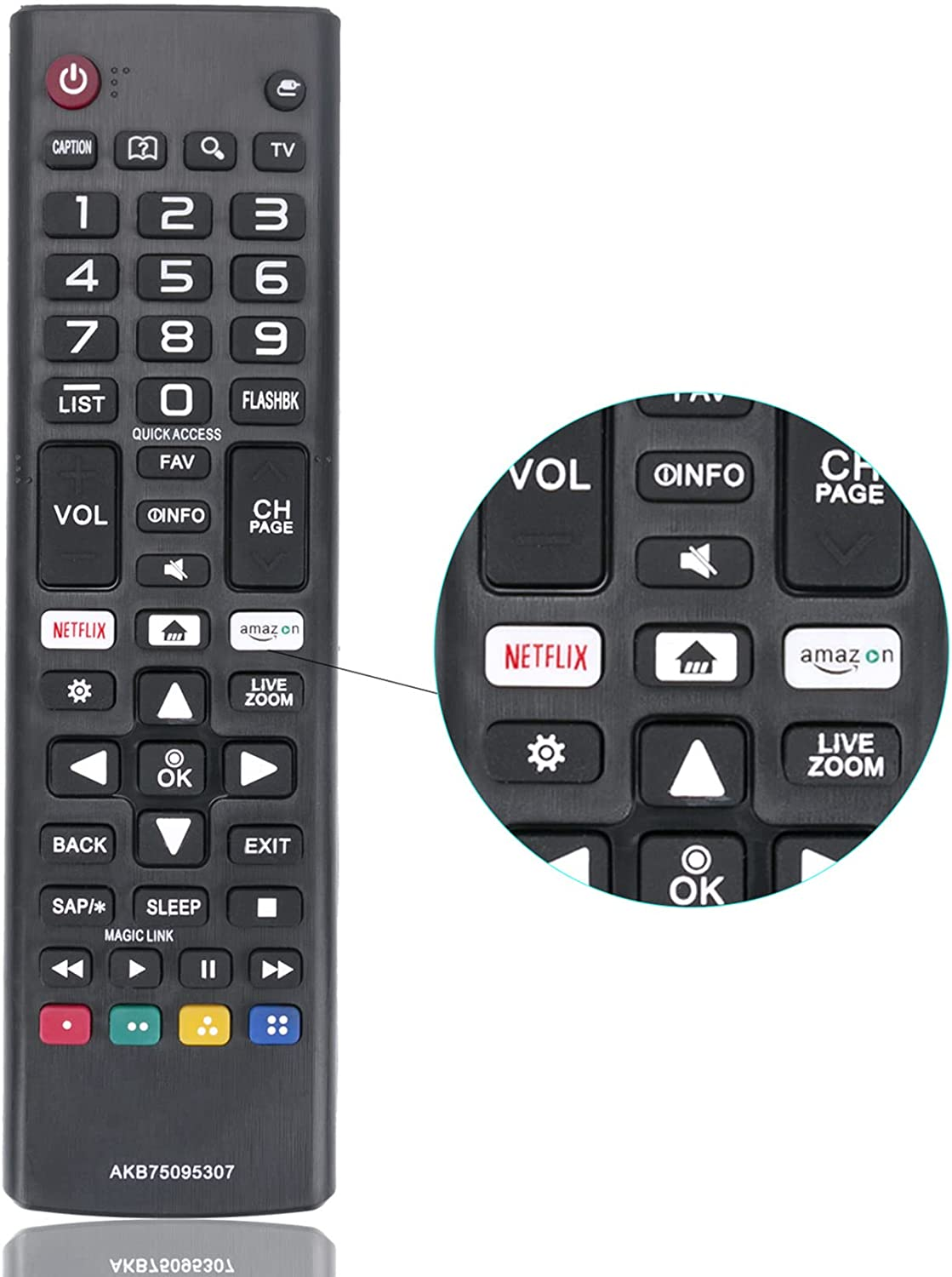 AKB75095307 Remote Control Replacement Fit for LG LED LCD TV 43UJ6500 43UJ6560 49UJ6500 49UJ6560 55UJ6520 55UJ6540 55UJ6580 60UJ6540 24Lm520D 24LM520S 28Lm520S