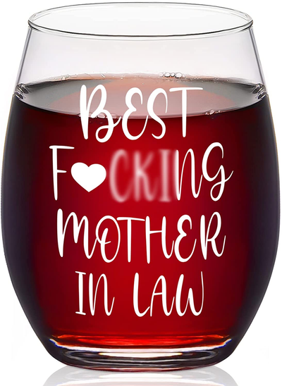 Mother in Law Gifts, Best Mother in Law Wine Glass, Funny Stemless Wine Glass for Mother in Law, Christmas Gifts for Mother in Law, Mother’S Day Gifts from Daughter in Law, Son in Law, Birthday Gifts