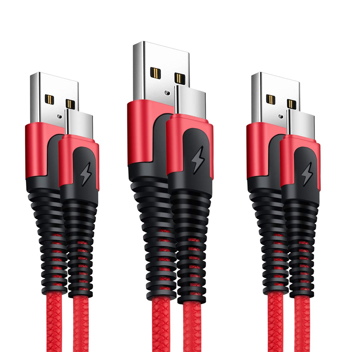 3 Pack [3+3+6.6Ft] USB C Cable, Type C Cable Fast Charger Leads USB-C Charging Cable Compatible with Samsung Galaxy S10 /S9+ /S9 /S8 /S8+,Note 9/8,Huawei P30 /P20 /Mate20 /P10,Oneplus