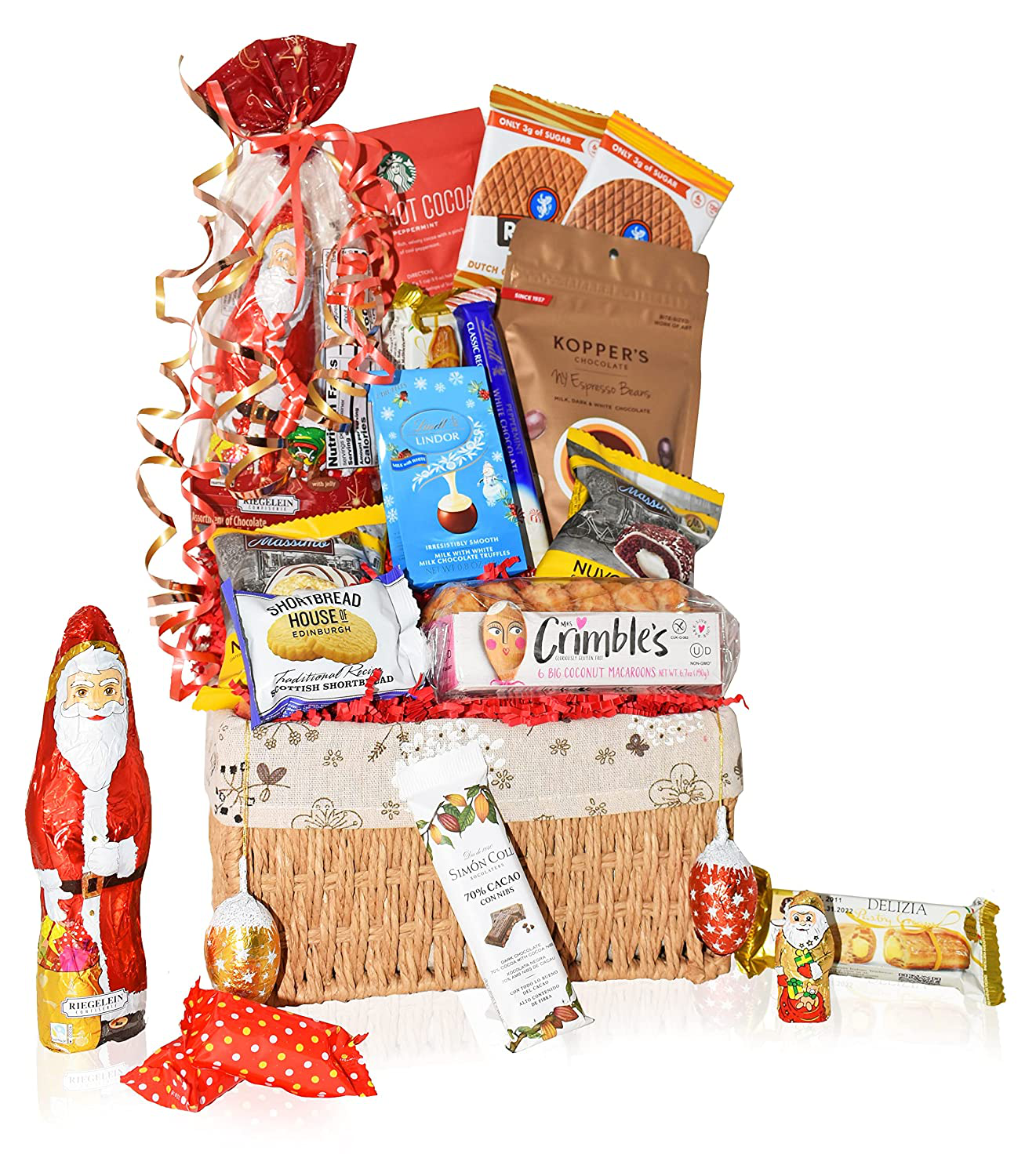 Christmas Baskets - Macaroons, Chocolate, Santa, Walkers, Holiday - Premium Gift Baskets for Family, Friends, Colleagues, Office, Men, Women, Corporate, Him, Her