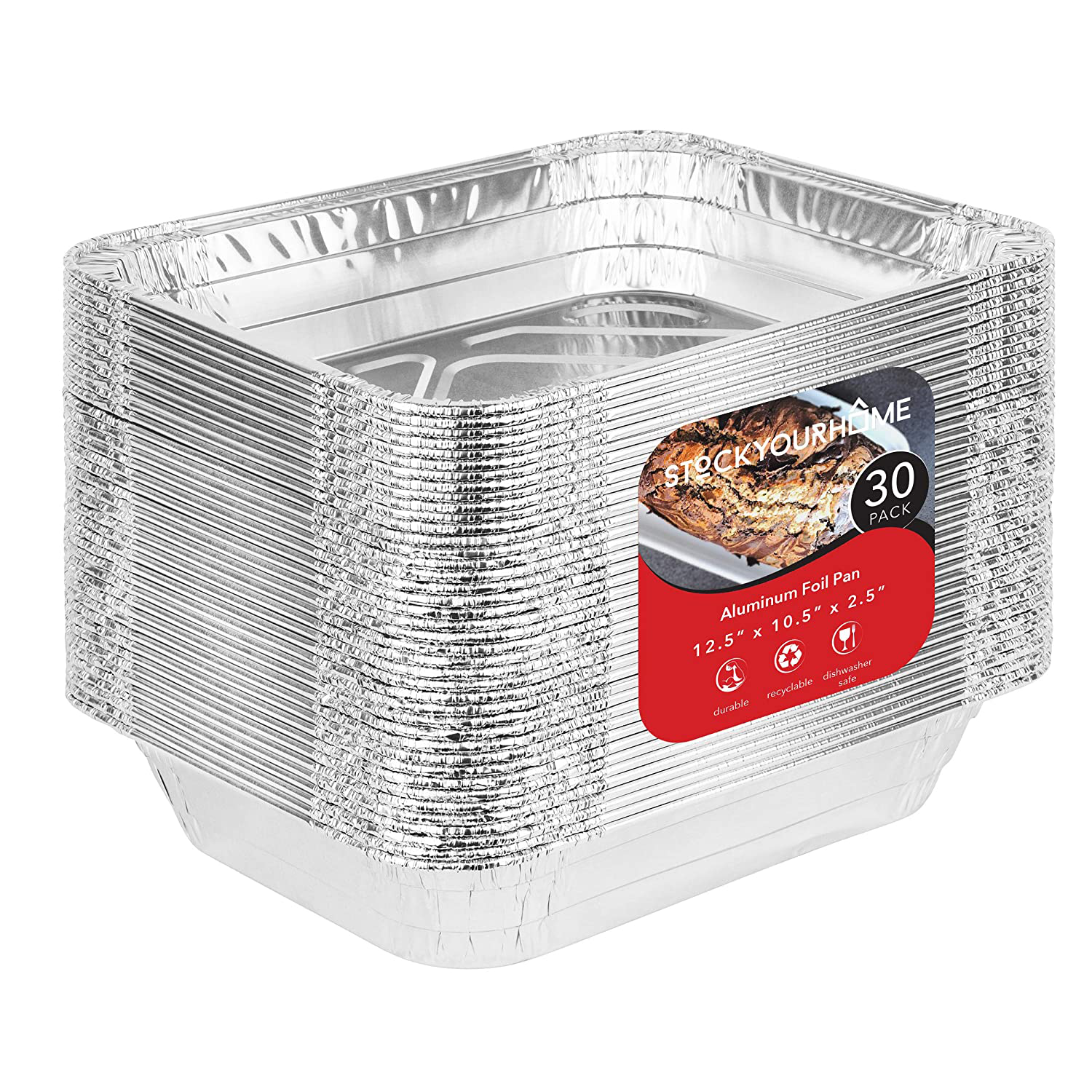 Foil Pans with Lids - 9x13 Aluminum Pans with Covers - 25 Foil Pans and 25 Foil Lids - Disposable Food Containers Great for Baking, Cooking, Heating, Storing, Prepping Food