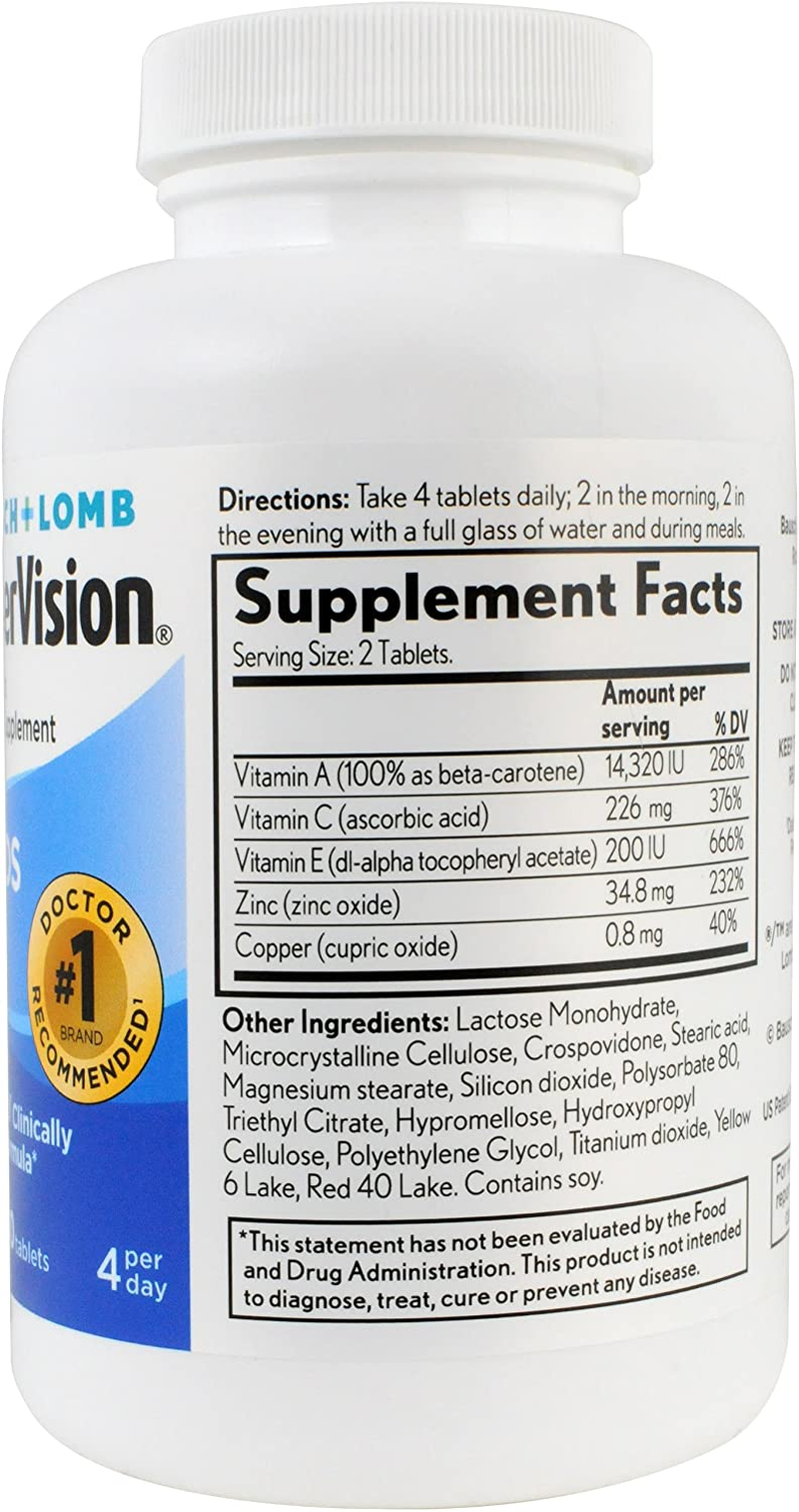 B&L Preservision AREDS Eye Vitamin & Mineral Supplement Tablets - 240 Count Bottle