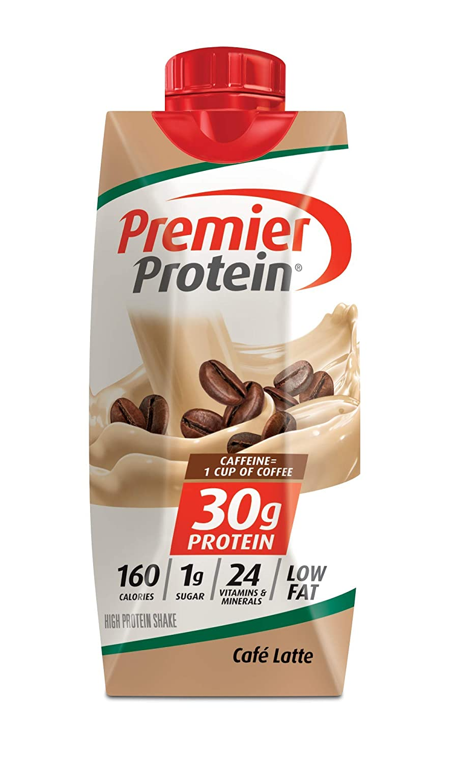 Premier Protein Shake, Café Latte, 30G Protein, 1G Sugar, 24 Vitamins & Minerals, Nutrients to Support Immune Health, 11 Fl Oz, 4 Count