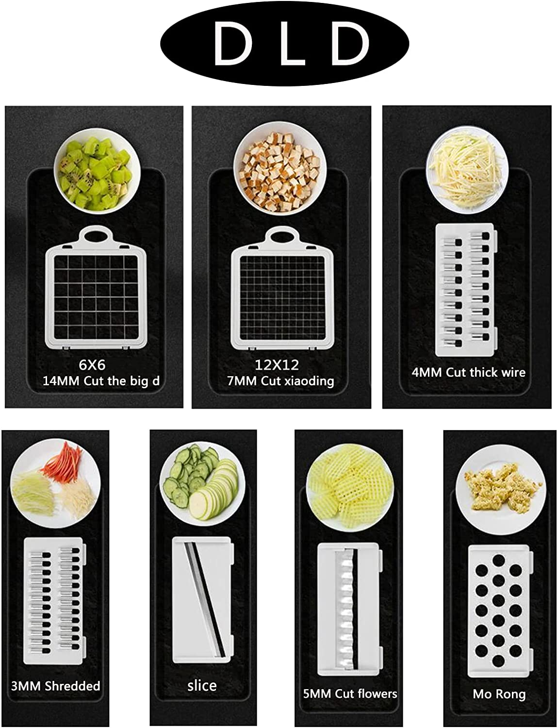 12-in-1 Multifunctional Mandoline Vegetable Chopper Slicer, Vegetable Chopper, Pro Food Chopper Vegetable Cutter and Dicers, Onion Chopper with Container, Vegetable Slicer and Chopper for - 7 Blades