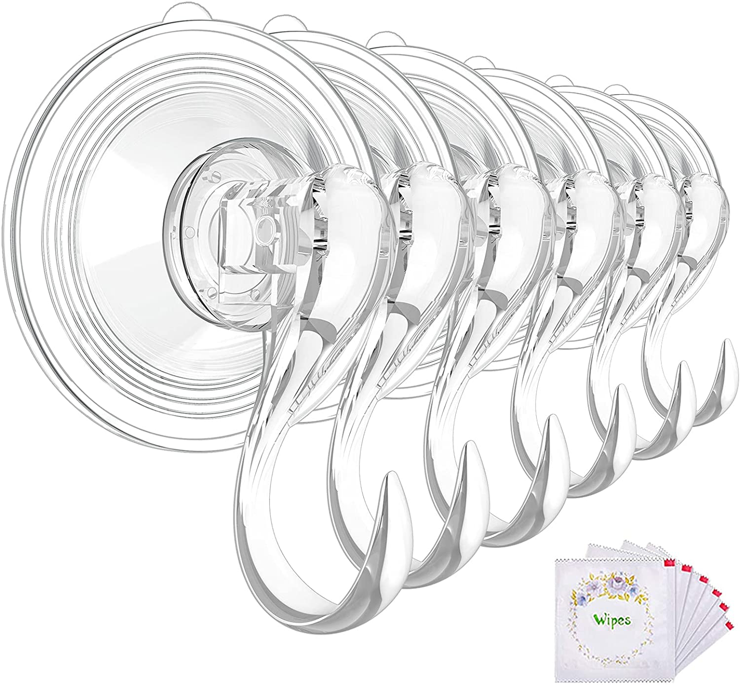 Wreath Hanger, VIS'V Large Clear Reusable Heavy Duty Wreath Hanger Suction Cup with Wipes 22 LB Strong Window Glass Suction Cup Hooks Wreath Holder for Halloween Christmas Wreath Decorations - 6 Packs