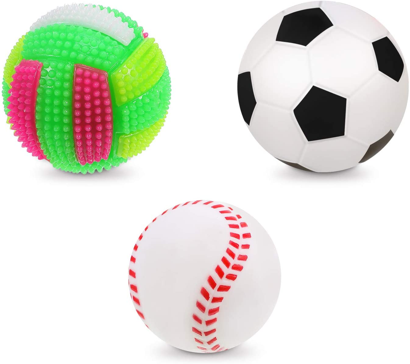 6 Pieces Pet Toy Balls Squeaky Light Balls Non-Toxic Chewing Bounce Toys Balls for Puppy Small Medium Dogs Pet