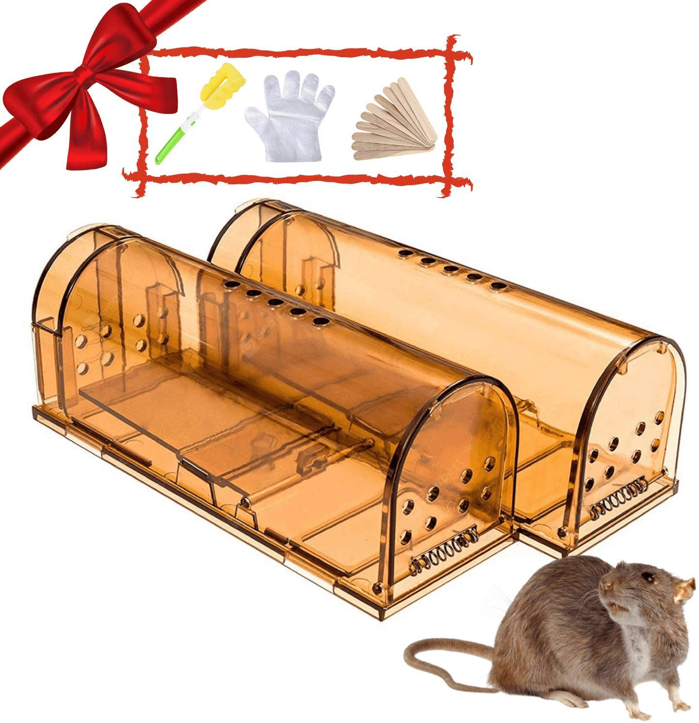 Humane Smart No Kill Mouse Trap, Cruelty Free Live Catch and Release, Easy to Set for Small Rodents Such as Mouse Mice Vole Mole Chipmunk, Reusable for Kitchen Garden Storage Garage