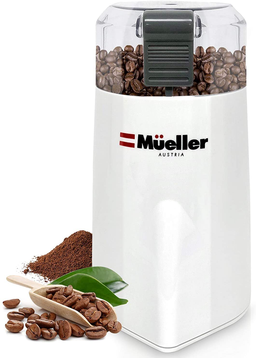 Mueller Austria HyperGrind Precision Electric Spice/Coffee Grinder Mill with Large Grinding Capacity and HD Motor also for Spices, Herbs, Nuts, Grains, White