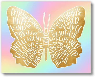 Brooke & Vine Girl Room Wall Decor Art Prints - (UNFRAMED 8 x 10) Inspirational Wall Art, Motivational Quotes Posters for Kids, Tween, Baby, Teen Bedroom, Nursery, Dorm, Cubicle, Desk (Butterfly Affirmations)