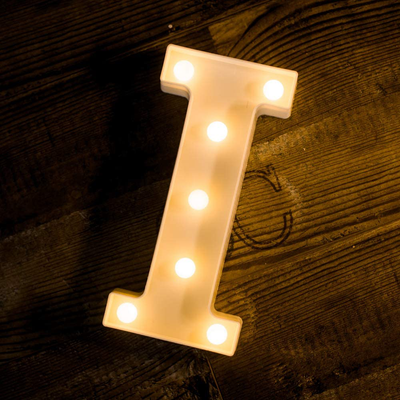 Foaky LED Letter Lights Sign Light Up Letters Sign for Night Light Wedding/Birthday Party Battery Powered Christmas Lamp Home Bar Decoration(I)