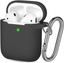 Hamile Cover Compatible with Airpods Case, Soft Silicone Protective Covers Skin (Front LED Visible) Designed for Airpod 2/ Airpod 1 Cases with Keychain Accessories, Women Girls Men Boys,Black