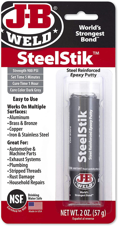 J-B Weld 8267 SteelStik Steel Reinforced Epoxy Putty Stick - 2 oz.