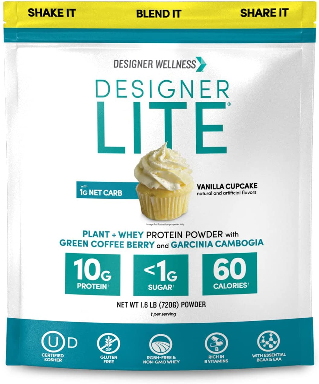 Designer Wellness, Designer Lite, Low Calorie Natural Protein, Prebiotic Fiber, Key Vitamins & Minerals,Chocolate Cookies & Cream, 9.03 Ounces