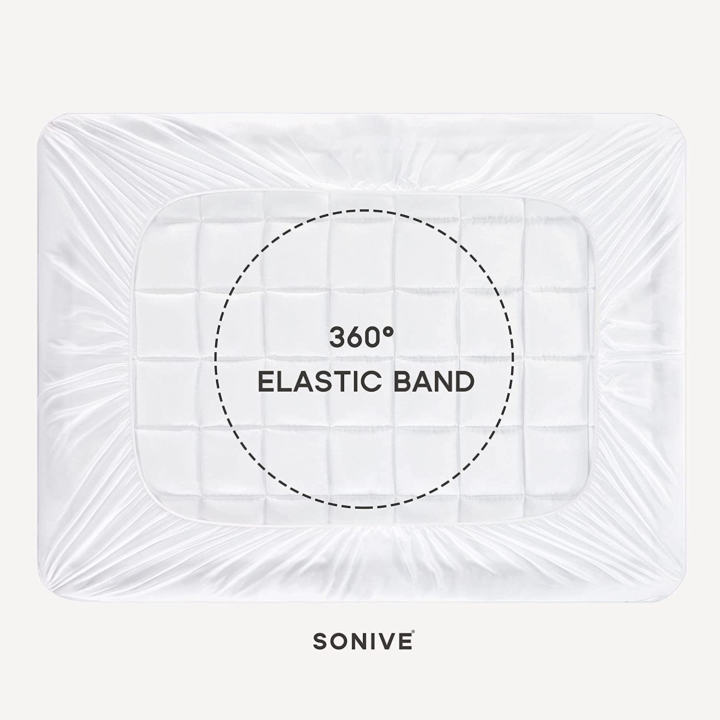 SONIVE Quilted Mattress Pad Soft Fluffy Pillow Top Mattress Cover Down Alternative Fill Topper Streches up to 21 Inches Deep Pocket (White, Twin XL)