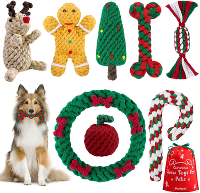8 Pieces Dog Rope Toys Christmas Chew Training Toys Candy Cane Pet Dog Chew Toys for Christmas Dog Pet Chewing