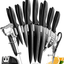 Home Hero 17 Pieces Kitchen Knives Set, 13 Stainless Steel Knives + Acrylic Stand, Scissors, Peeler and Knife Sharpener