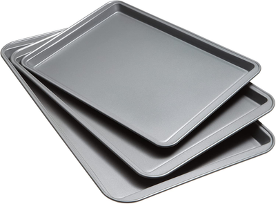 Goodcook Steel Nonstick Bakeware, 3 Piece Cookie Sheet Set, Multicolor