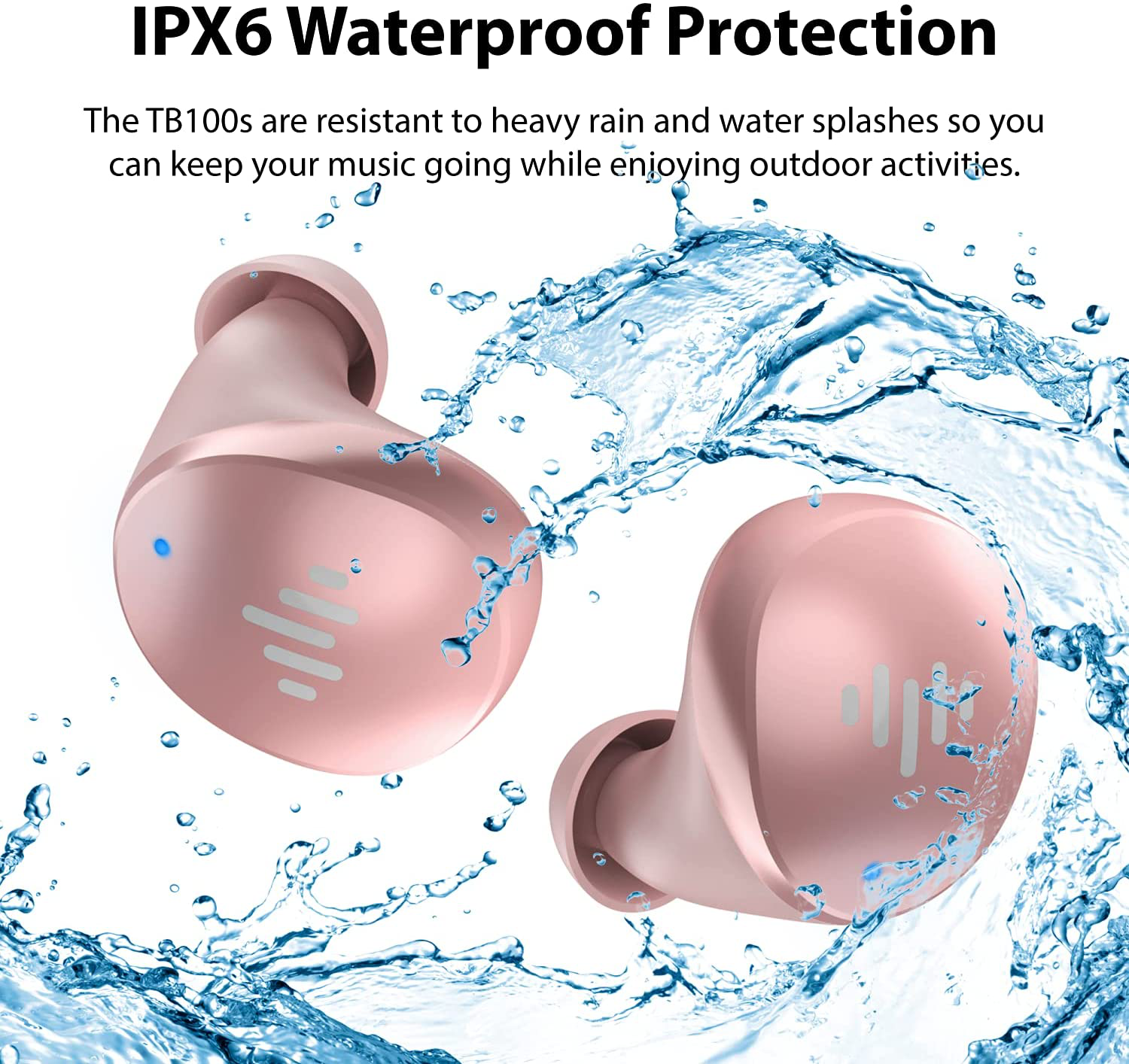 Wireless Earbuds Bluetooth in-Ear True Cordless with Hands-Free Call MEMS Microphone, IPX6 Waterproof Protection, Long Playtime; Includes Compact Charging Case & 4 Ear Tips