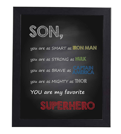 "Son-You Are My Favorite Superhero" Inspirational Wall Art Sign -8 x 10" Artistic Typographic Poster Print-Ready to Frame. Perfect Home-Kids Bedroom-Nursery Decor. Great Decoration for Marvel Fans!