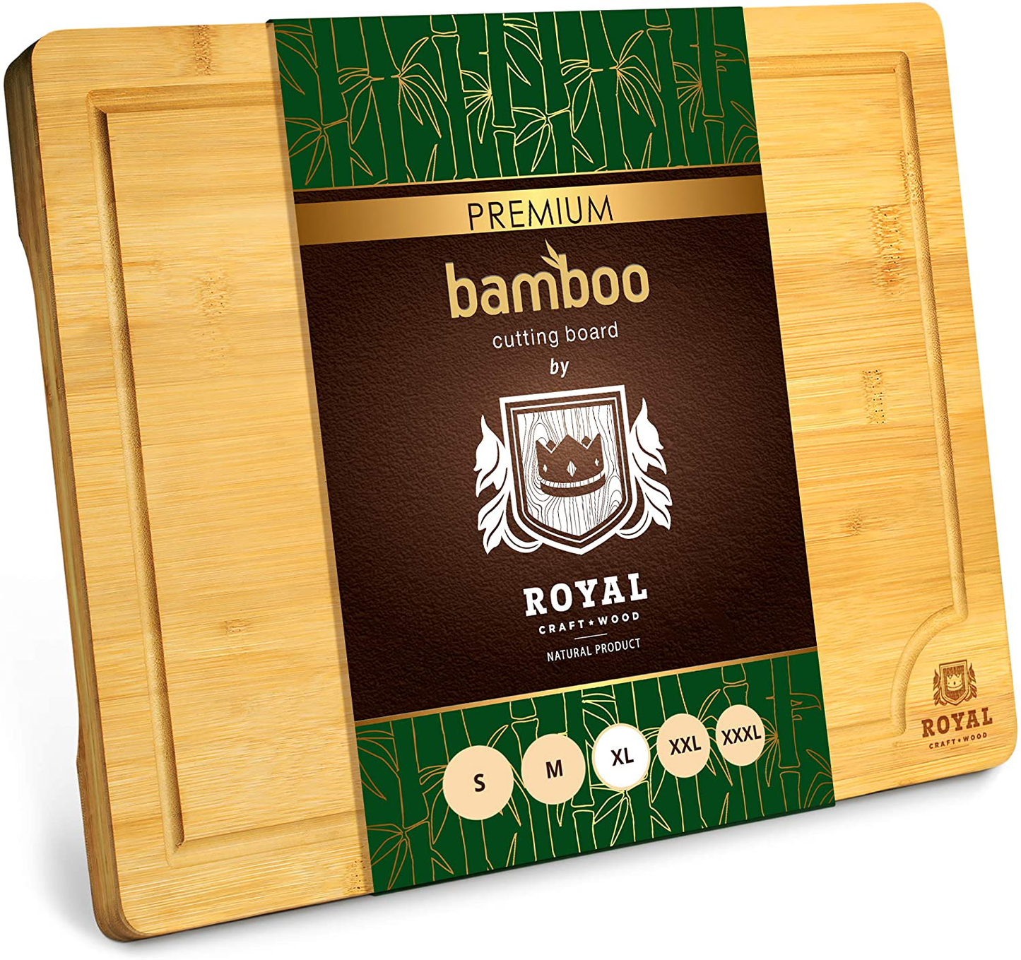 Extra Large Organic Bamboo Cutting Board with Juice Groove - Kitchen Chopping Board for Meat (Butcher Block) Cheese and Vegetables (XL 18 x 12")