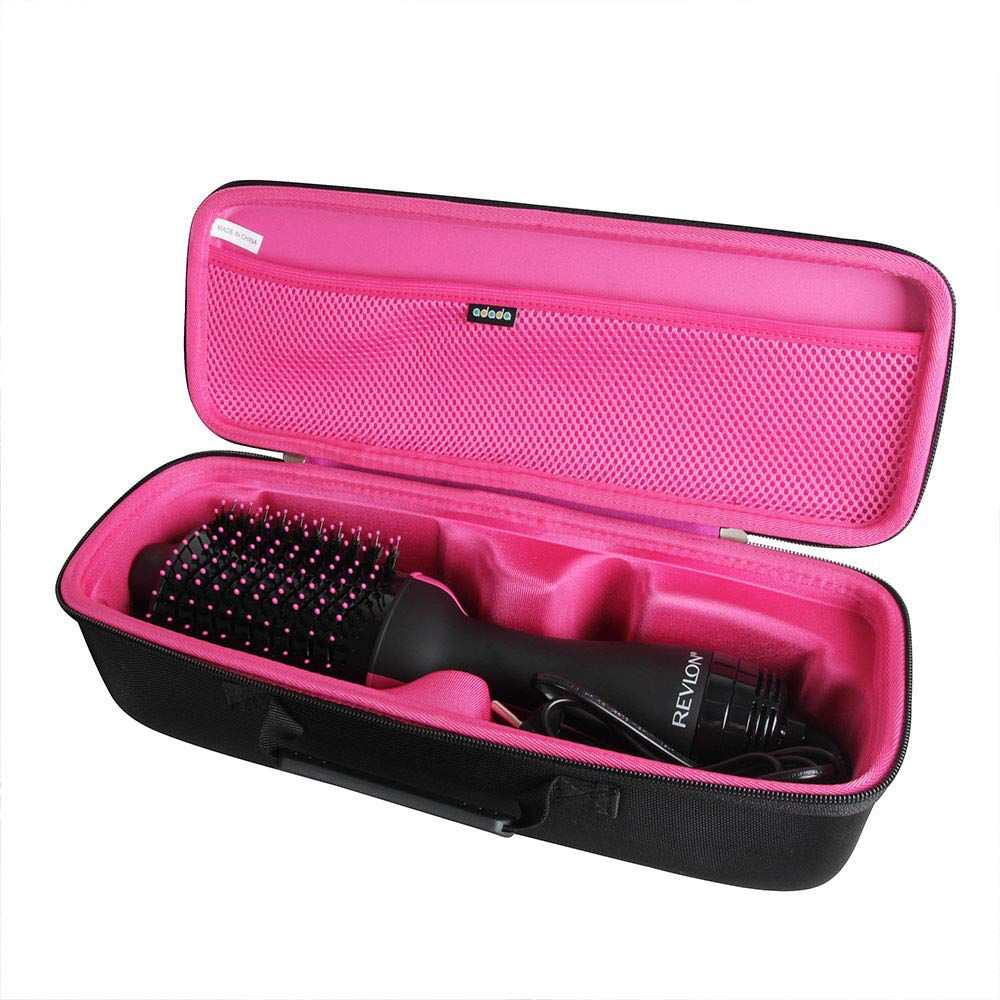 Adada Hard Case for Revlon One-Step Hair Dryer And Volumizer Hot Air Brush (Black+Rosy)