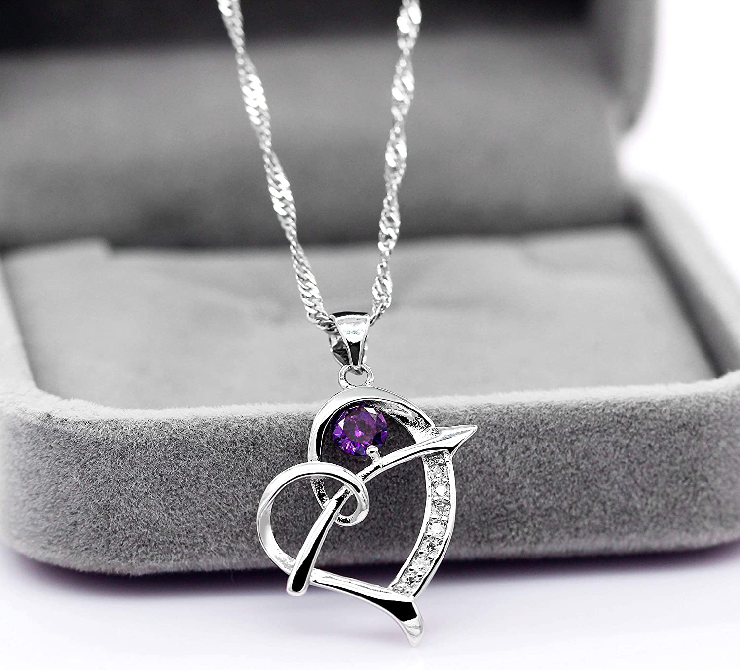 Uloveido Silver Color Arrow Heart Pendant Necklace Valentines Jewelry