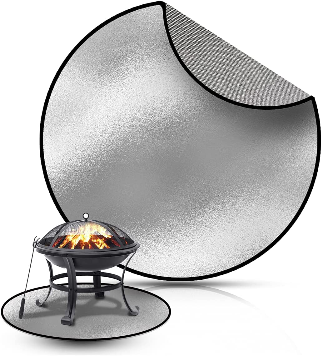 Fire Pit Deck Protector Round Fire Pit Grill Mat Heat Resistant for Fireplace Stove Fireproof Patio Shield for Indoor Outdoor BBQ Bonfire Camping Grilling Portable Fire Defender (24.0)