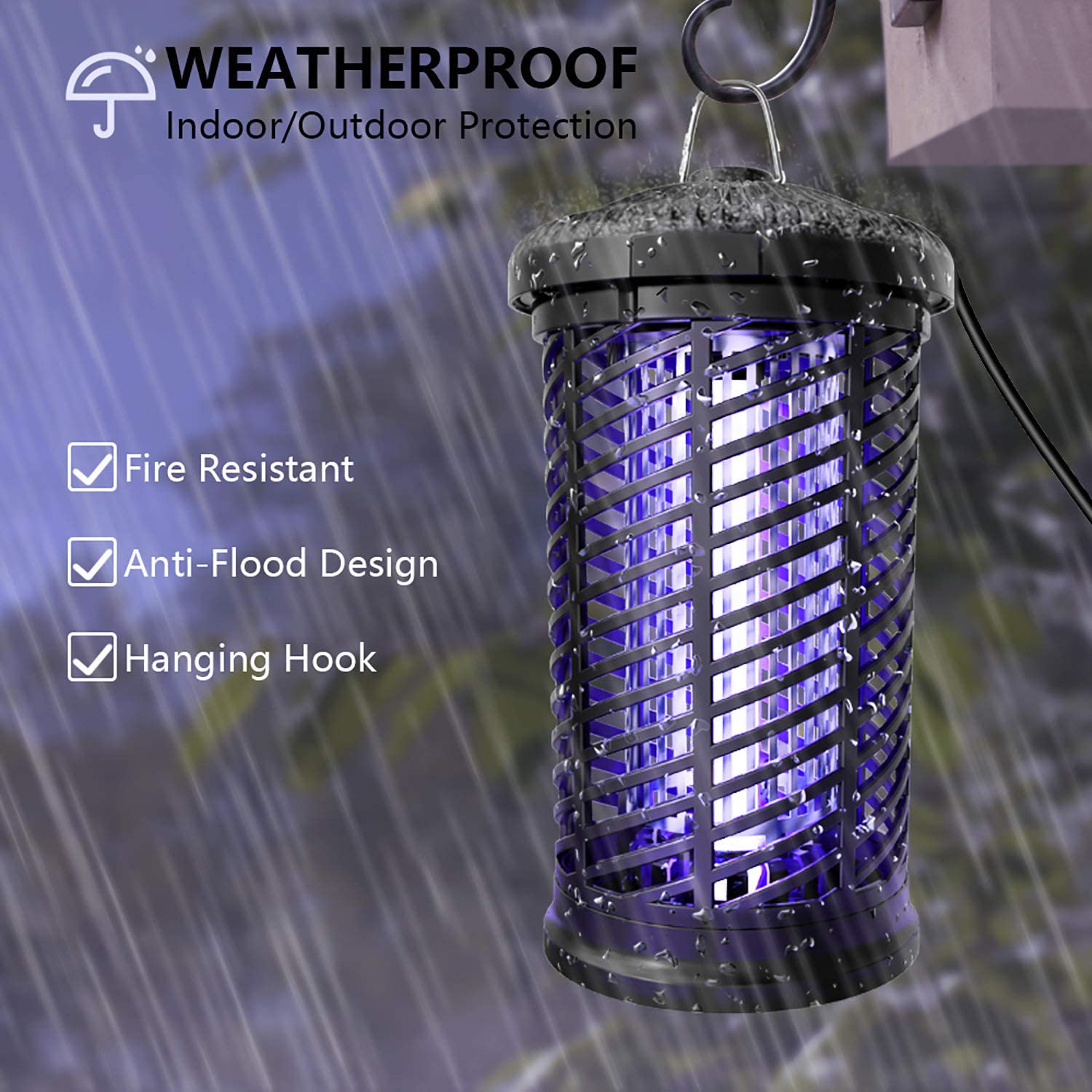 Electric Bug Zapper, Mosquito Zapper Outdoor/Indoor, 4200V Waterproof Fly Insect Trap Repellent, Mosquito Killer for Home, Patio, Backyard