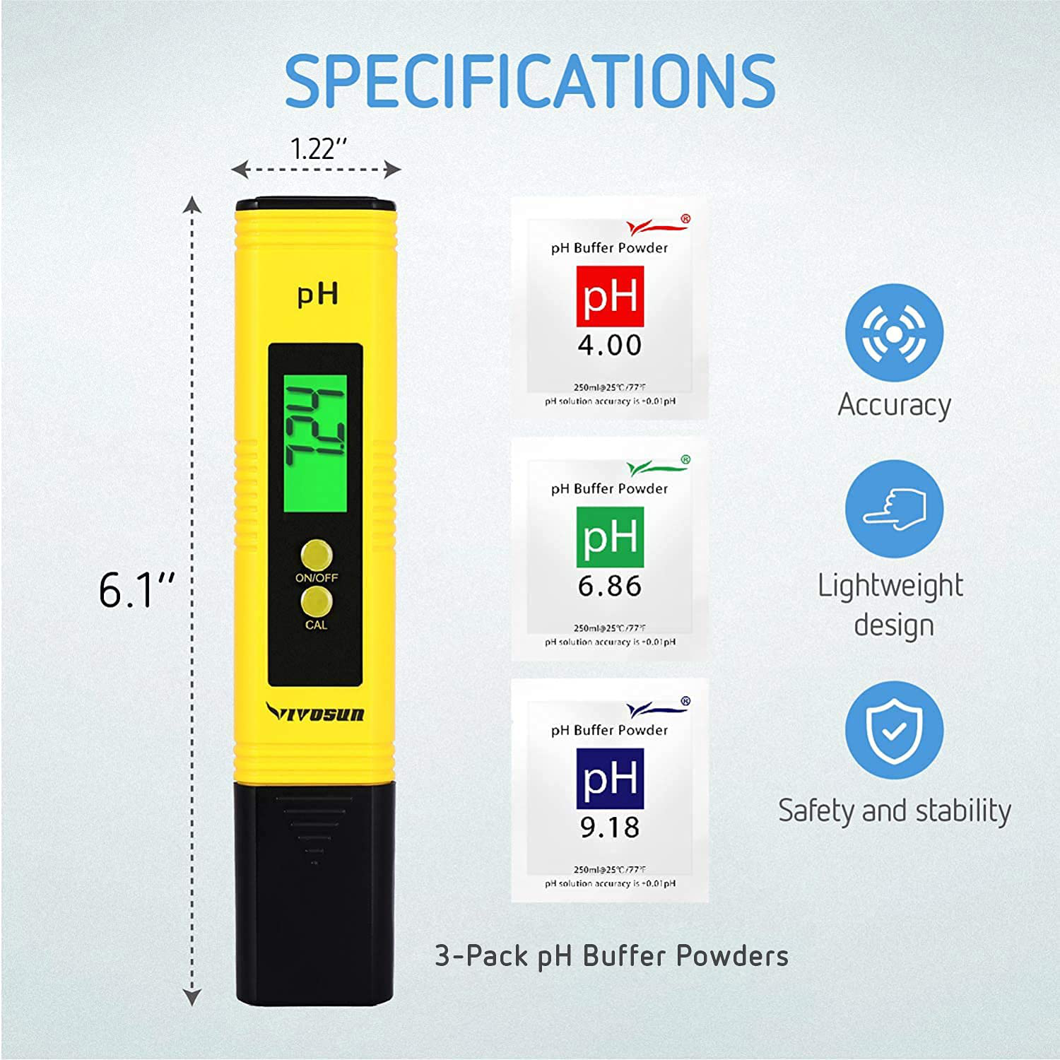 VIVOSUN PH Meter Digital PH Tester Pen for Water