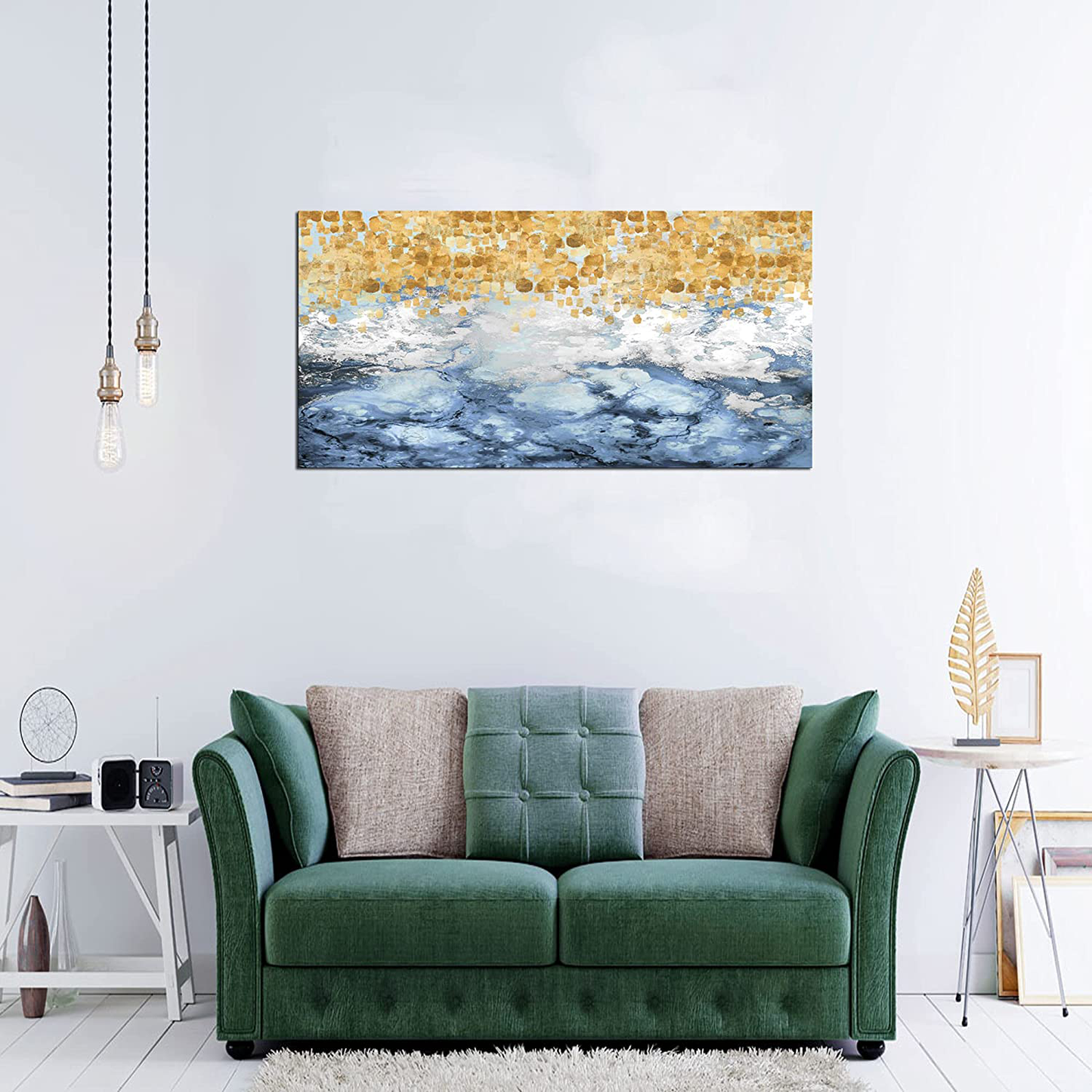 XXMWallArt FC2062 Abstract Painting Modern Decor Wall Art Gold Colorful Abstract Painting Background Canvas for Living Room Bedroom Kitchen Home and Office Wall Decor