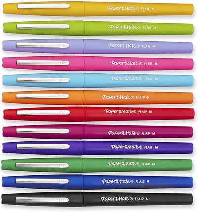 Paper Mate Flair Felt Tip Pens | Medium Point 0.7 Millimeter Marker Pens | School Supplies for Teachers & Students | Assorted Colors, 12 Count