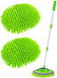 Conliwell 2 in 1 Car Wash Brush Mop Mitt Kit, Car Cleaning Kit Brush Duster, 45" Aluminum Alloy Long Handle, 2Pcs Chenille Microfiber Mop Heads, Extension Pole, Scratch Free Car Cleaning Tool Supplies