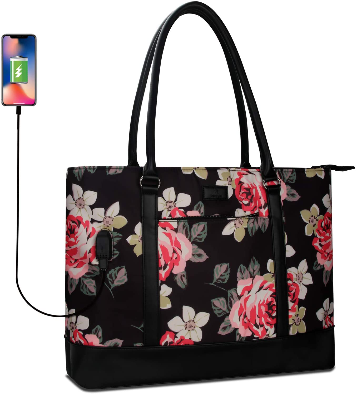 Woman Laptop Tote Bag,Usb Teacher Bag Large Work Bag Purse Fits 15.6 in Laptop