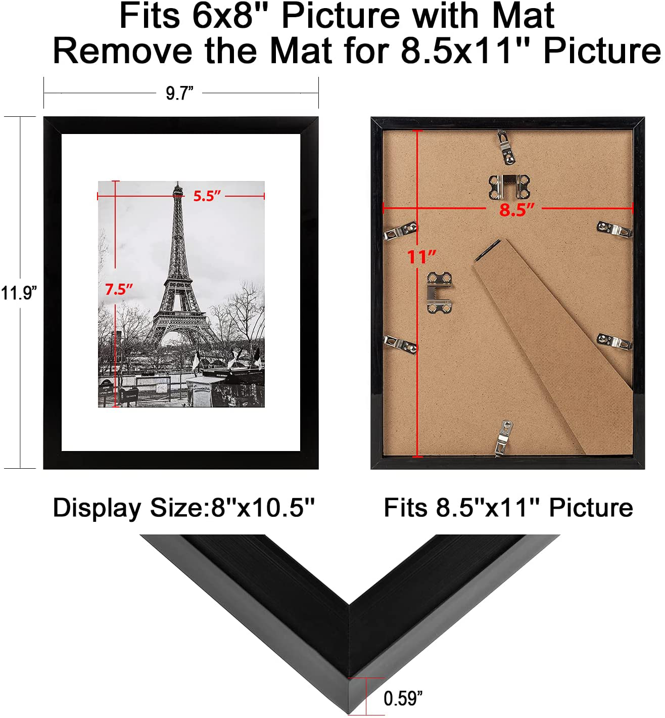 upsimples 5x7 Picture Frame Set of 10,Display Pictures 4x6 with Mat or 5x7 Without Mat,Multi Photo Frames Collage for Wall or Tabletop Display,Black